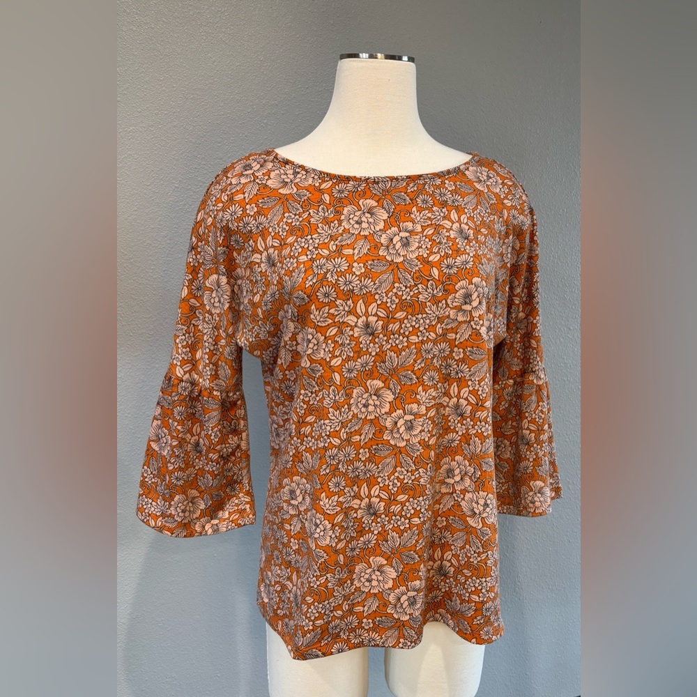 LC Lauren Conrad Floral Rust Blouse